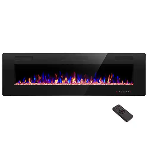 R.W.FLAME 60" Recessed and Wall Mounted Electric Fireplace