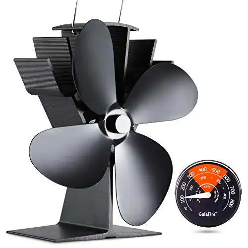 GALAFIRE [ 2 Years ] 122°F Start Silent Heat Powered Wood Stove Fan