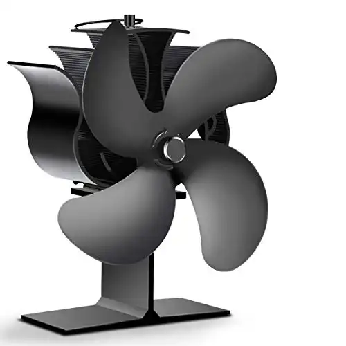 Heat Powered Stove Fan , EIVOTOR 4-Blade Auto-sensing Fireplace Fan