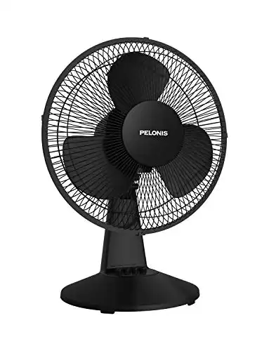 PELONIS PFT30T2ABB-V Portable 3-Speed 12-Inch Oscillating Table Air Circulation Fan