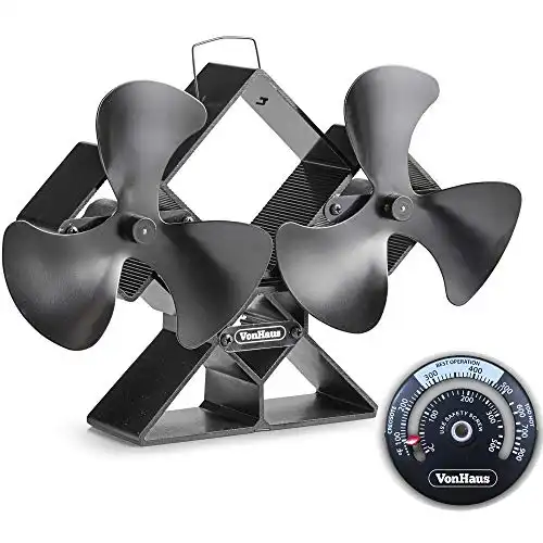 VonHaus 6-Blade Twin Motor Double Heat Powered Wood Stove Fan