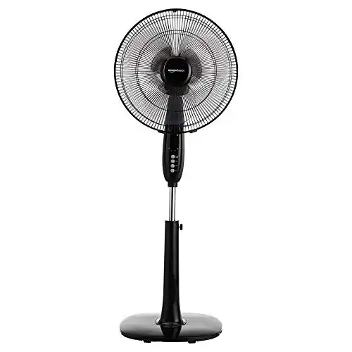 Amazon Basics Oscillating Dual Blade Standing Pedestal Fan with Remote - 16-Inch
