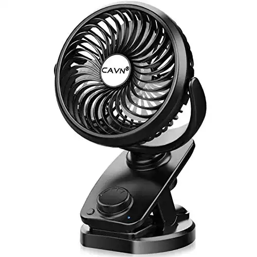 CAVN Stroller Fan Clip on, Max 45 Hours Oscillating Fan, 5000mAh Rechargeable Battery Portable Personal Small Fan