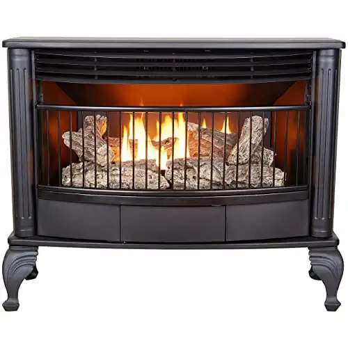 ProCom QNSD250T Vent Free Dual Fuel Stove, Freestanding Fireplace and Indoor Space Heater