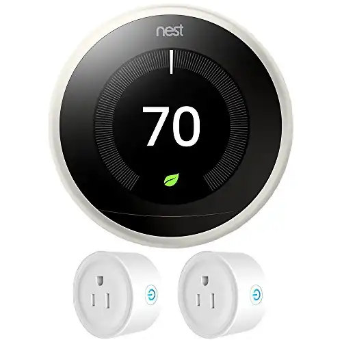 Nest (T3017US) Learning Thermostat 3rd Gen, White with Deco Gear 2 Pack WiFi Smart Plug