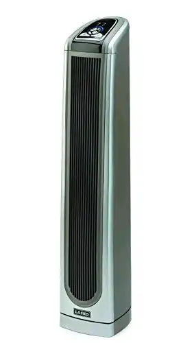 Lasko 5588 Ceramic Tower Heater with Remote, 7.3″L x 9.2″W x 34″H, Biege and Silver