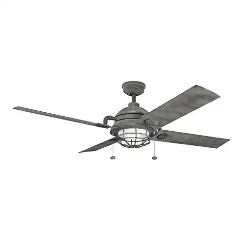 Kichler Lighting 310136WZC Outdoor Patio Ceiling Fan, 65", Weathered Zinc