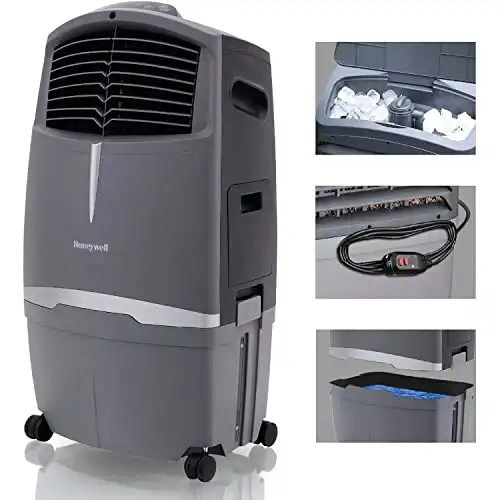Honeywell 525 CFM 3-Speed Outdoor Rated Portable Evaporative Cooler (Swamp Cooler) for 491 Sq. Ft. with GFCI Cord