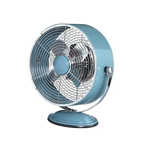 DecoBREEZE Retro Fan Air Circulator Table Fan with Full Pivot Fan Head, 9 In, Blue
