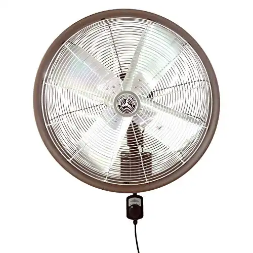 HydroMist Oscillating Wall Mounted Outdoor-Rated Fan, 3-Speed Control on Cord